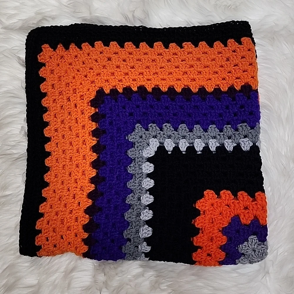 Handmade Multicolor Crocheted  Afghan Granny Square Throw Lap Blanket - New